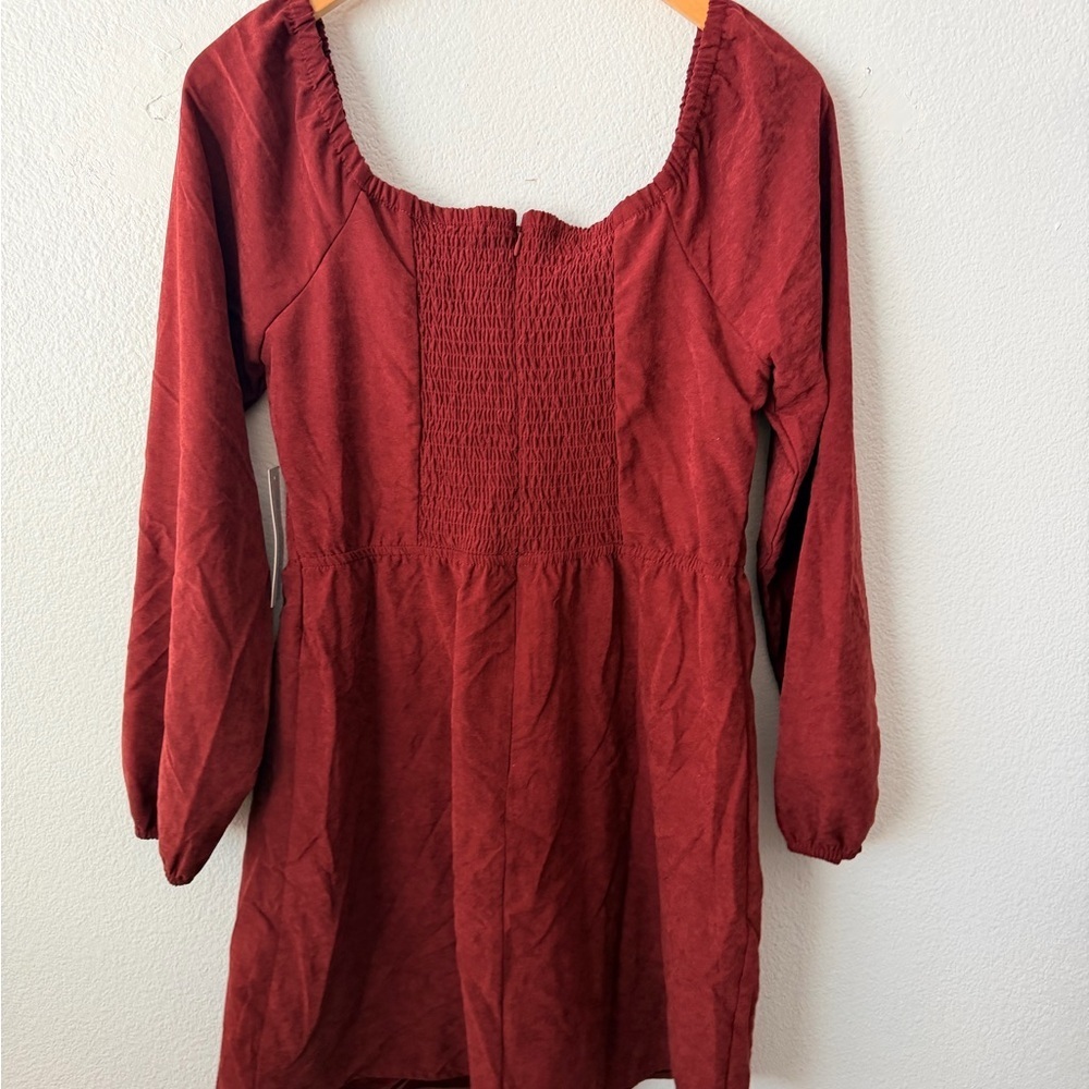 Kirious Los Angeles Wine Crisscross Long Sleeve Mini Dress Boho Festival Size M - Picture 5 of 10